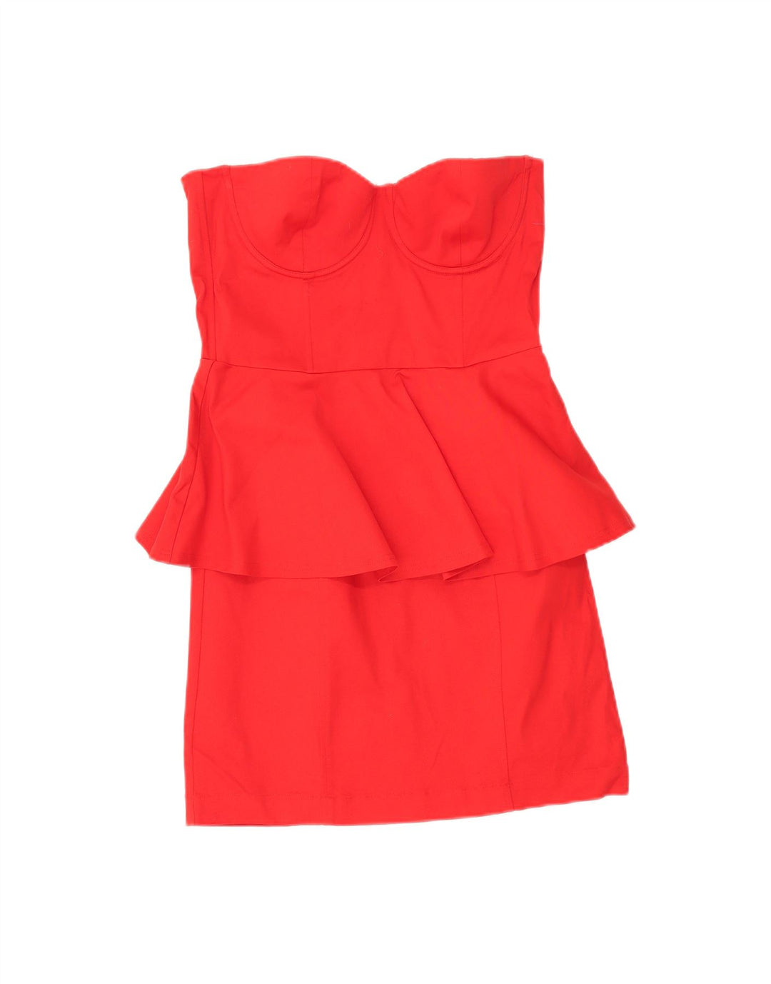 VINTAGE Womens Strapless Peplum Dress UK 8 Small Red
