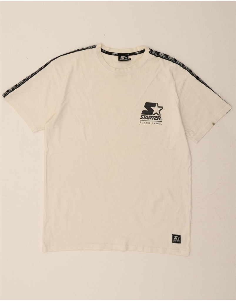 STARTER Mens Graphic T-Shirt Top Medium White Cotton Vintage Starter and Second-Hand Starter from Messina Hembry 