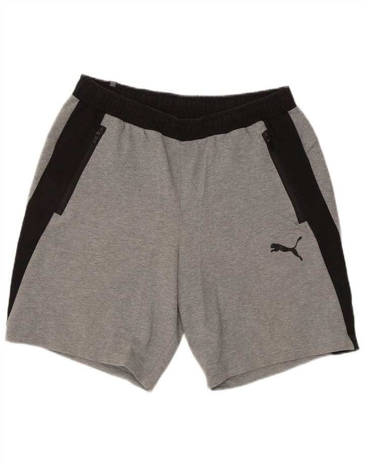 Puma Mens Sport Shorts Large Grey Colourblock Cotton