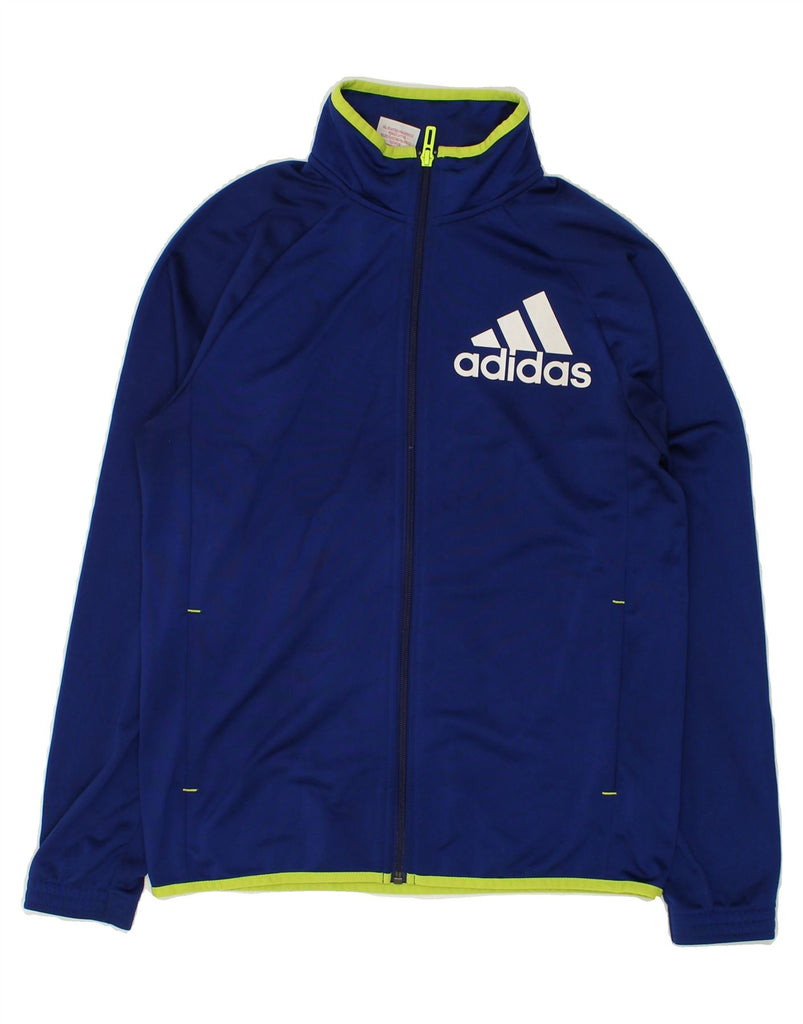 ADIDAS Boys Graphic Tracksuit Top Jacket 13-14 Years Navy Blue Polyester | Vintage Adidas | Thrift | Second-Hand Adidas | Used Clothing | Messina Hembry 