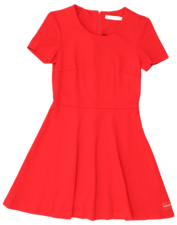 Calvin Klein Jeans Womens A-Line Dress UK 4 XS Red Viscose