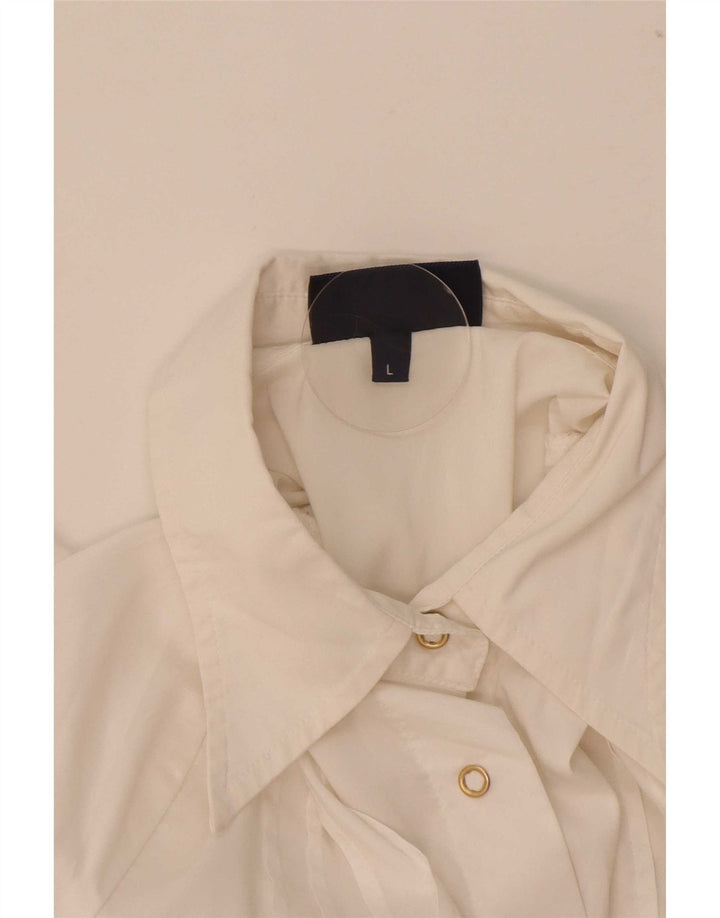 Trussardi Jeans Womens Shirt UK 14 Large White Cotton