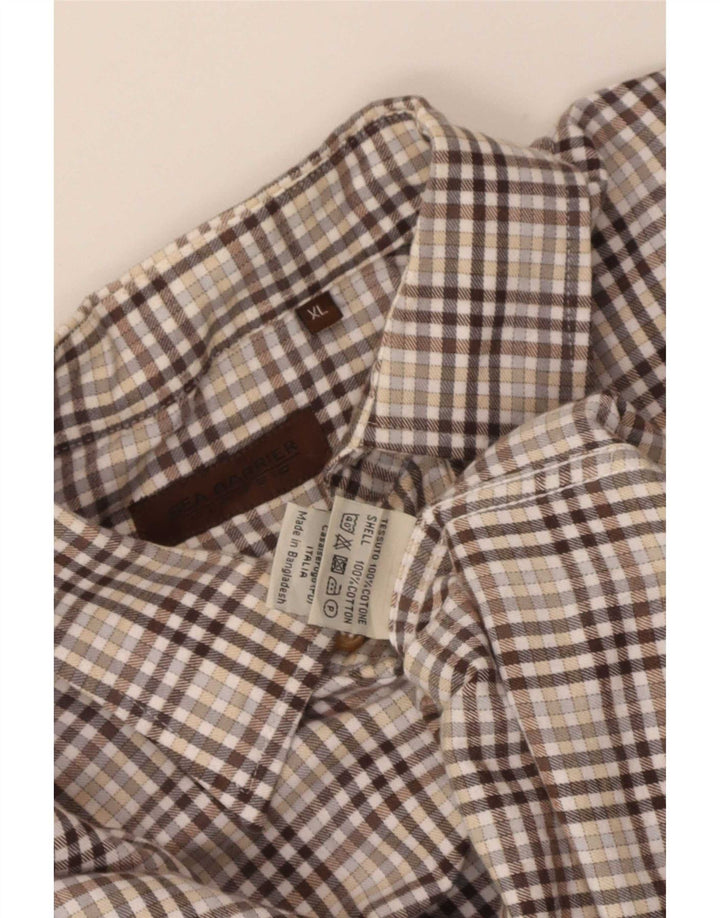 European Project Mens Regular Fit Shirt XL Brown Check Cotton