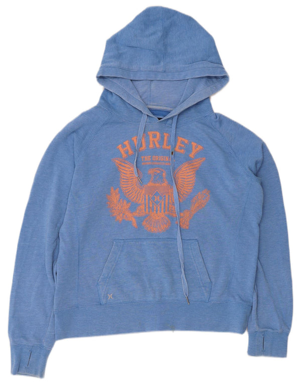 Hurley Womens Graphic Hoodie Jumper UK 16 Large Blue