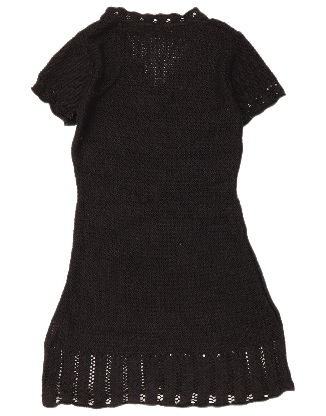 Zara Womens Crochet A-Line Dress UK 12 Medium Black Acrylic