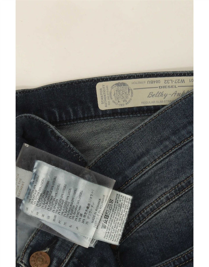 Diesel Womens Belthy-Ankle Regular Slim Straight Jeans W27 L27 Blue Cotton