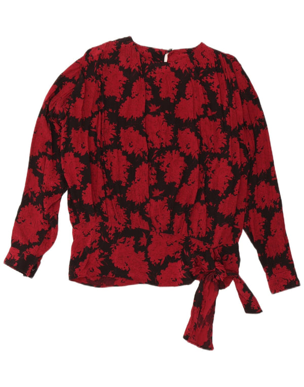 Vintage Womens Long Sleeve Oversized Blouse Top IT 44 Medium Red Floral