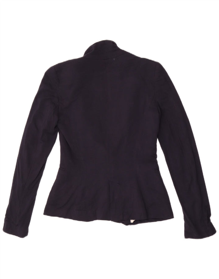 ZARA Womens 1 Button Blazer Jacket UK 6 XS Navy Blue Viscose