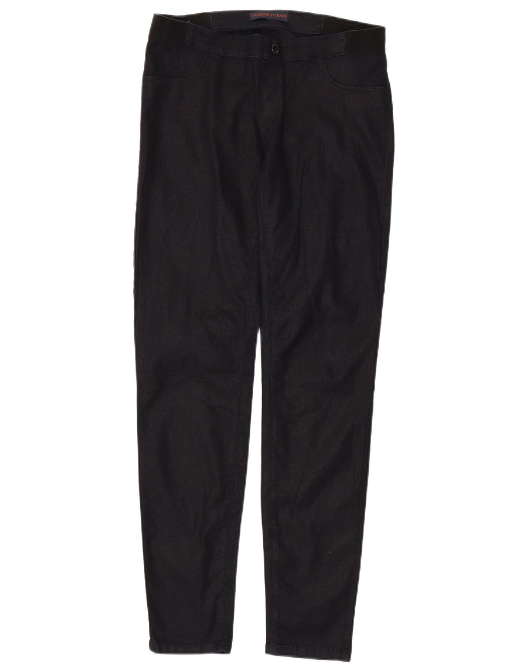 TRUSSARDI Womens Slim Casual Trousers Large W32 L30 Navy Blue Cotton