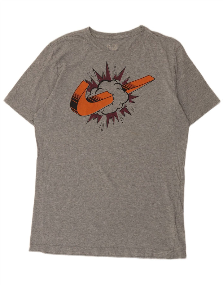 Nike Mens Regular Fit Graphic T-Shirt Top Large Grey Flecked Cotton