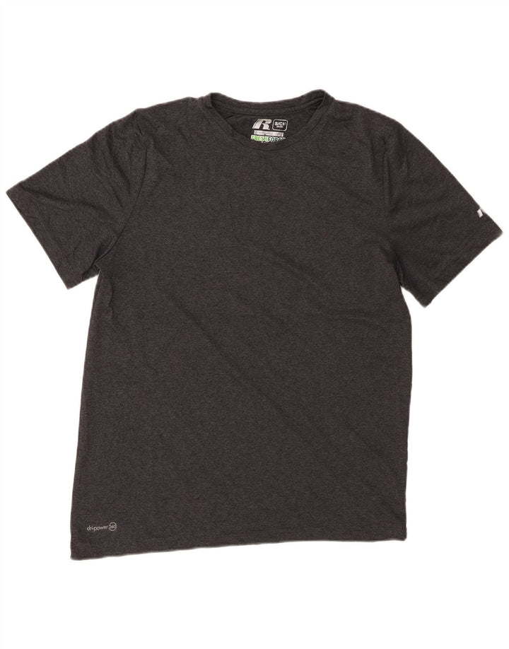 RUSSELL ATHLETIC Mens Dri-Power T-Shirt Top Small Grey Flecked Polyester