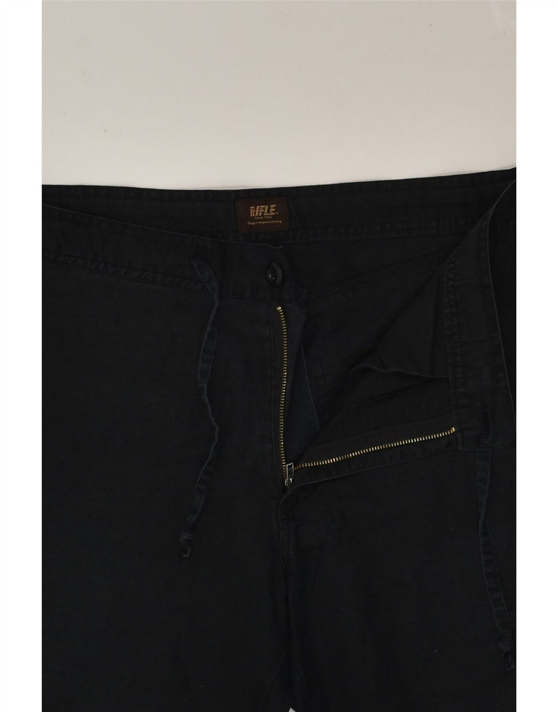 RIFLE Mens Straight Capri Trousers W32 L24 Black Linen | Vintage Rifle | Thrift | Second-Hand Rifle | Used Clothing | Messina Hembry 