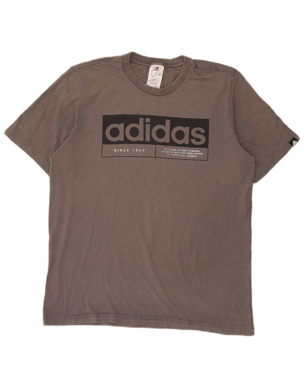 Adidas Mens Graphic T-Shirt Top Medium Grey Cotton