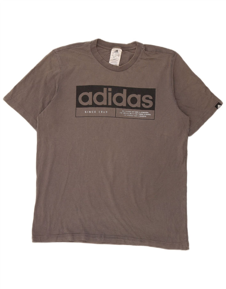 Adidas Mens Graphic T-Shirt Top Medium Grey Cotton