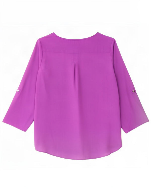 Zara Womens Top 3/4 Sleeve UK 16 Large Purple Polyester