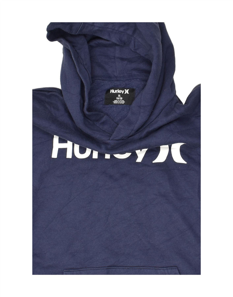 HURLEY Boys Graphic Hoodie Jumper 15-16 Years XL  Navy Blue Cotton | Vintage Hurley | Thrift | Second-Hand Hurley | Used Clothing | Messina Hembry 