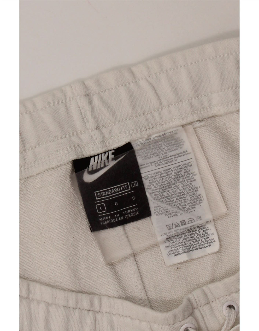 NIKE Mens Swoosh Graphic Standard Fit Sport Shorts Large  White Cotton