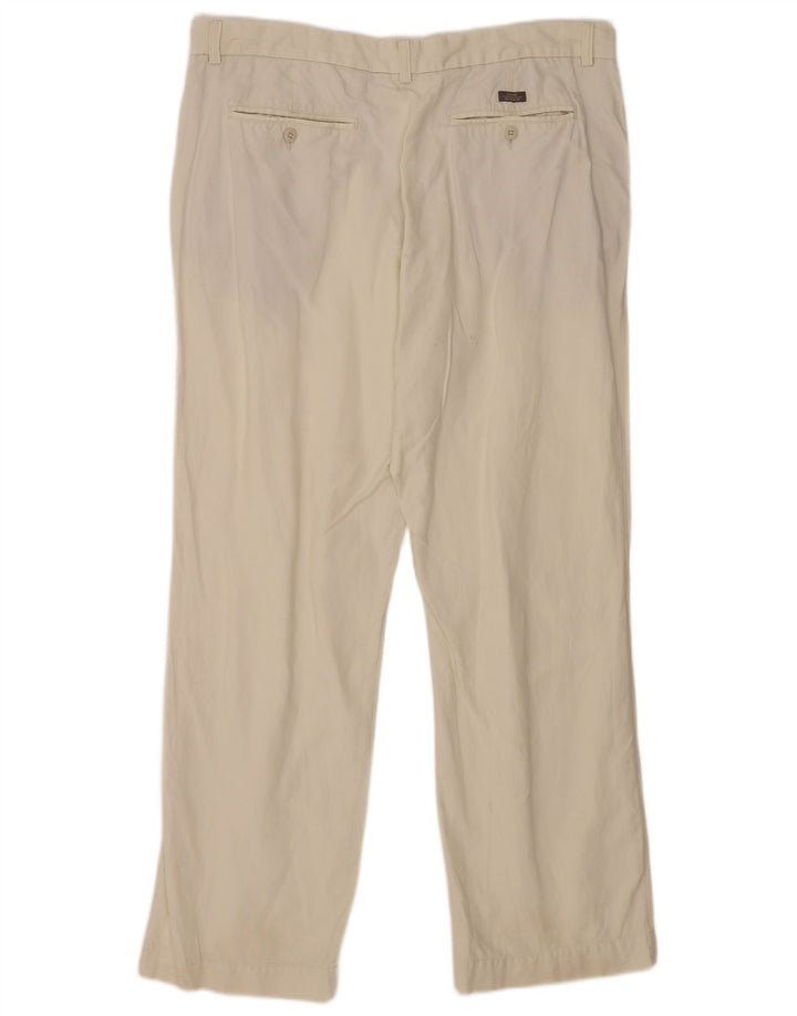 Marks & Spencer Mens Blue Harbour Straight Suit Trousers W40 L33 Off White