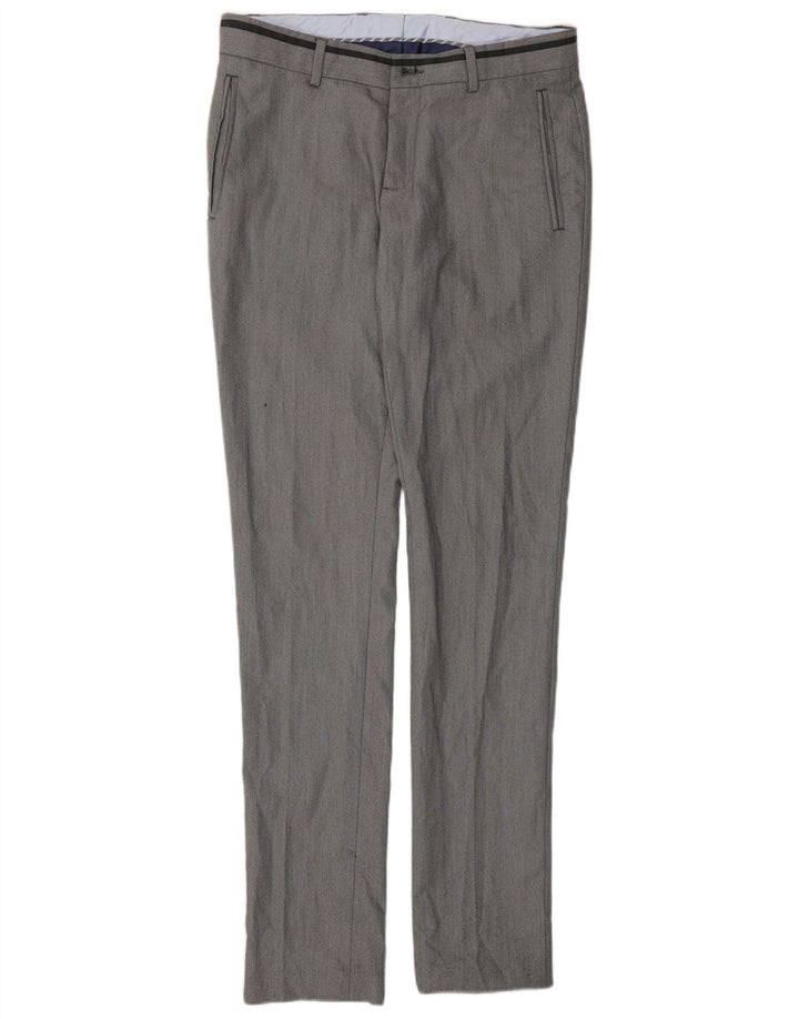 Zara Mens Slim Chino Trousers EU 38 Medium W30 L33 Grey Polyester