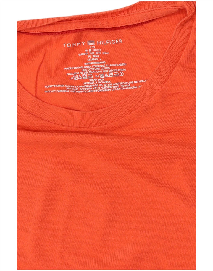 Tommy Hilfiger Mens T-Shirt Top Large Orange Cotton