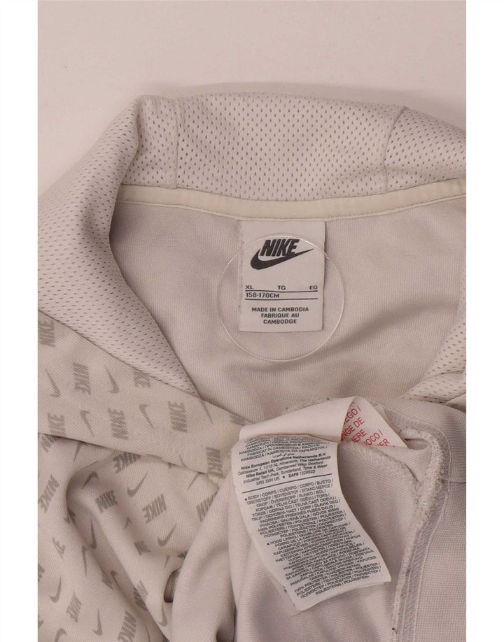 Nike Boys Graphic Hoodie Jumper 13-14 Years XL White Polyester