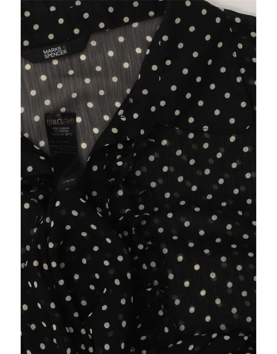 Marks & Spencer Womens See Through A-Line Dress UK 14 Medium Black Spotted