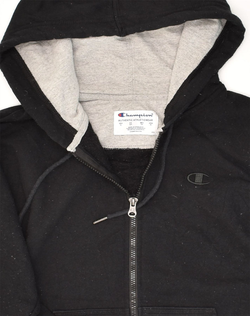 CHAMPION Mens Zip Hoodie Sweater Small Black Cotton | Vintage Champion | Thrift | Second-Hand Champion | Used Clothing | Messina Hembry 