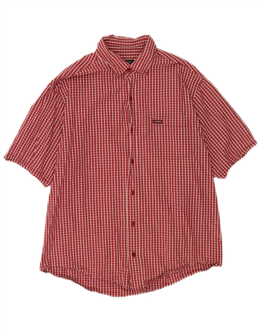 Kickers Mens Short Sleeve Shirt Large Red Check Cotton