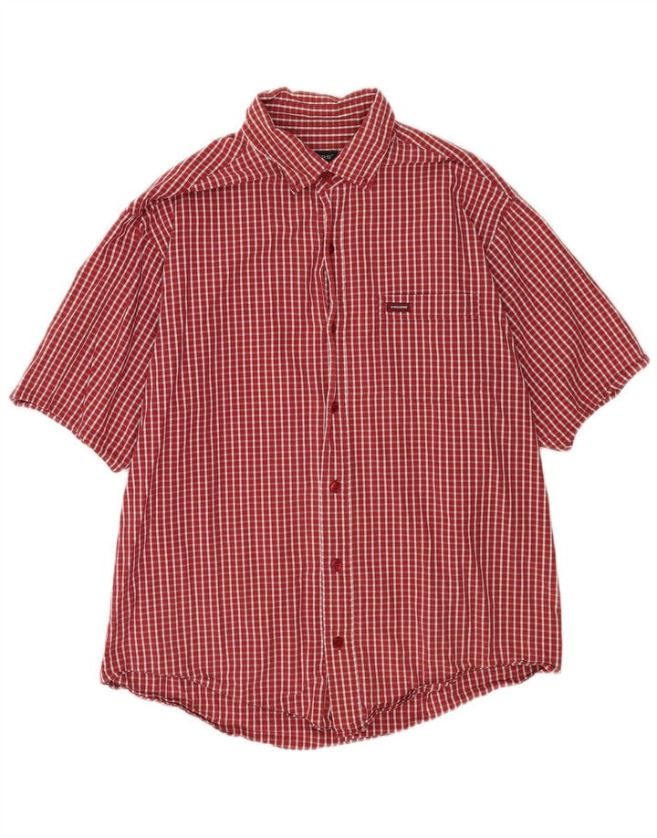 Kickers Mens Short Sleeve Shirt Large Red Check Cotton