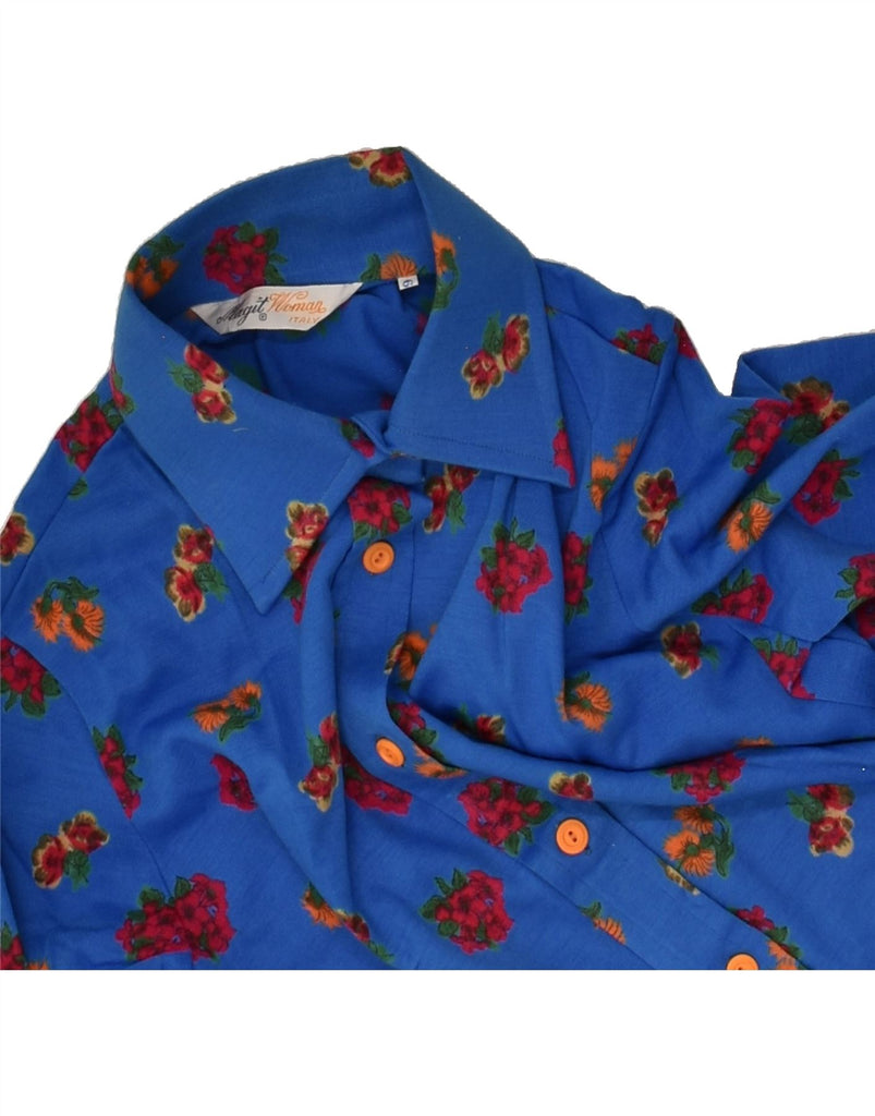 VINTAGE Womens Shirt US 6 Medium Blue Floral | Vintage Vintage | Thrift | Second-Hand Vintage | Used Clothing | Messina Hembry 