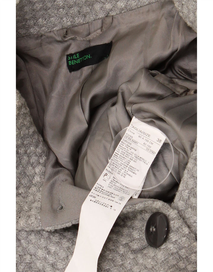 BENETTON Womens Crop 4 Button Short Sleeve Blazer Jacket IT 38 XS Grey