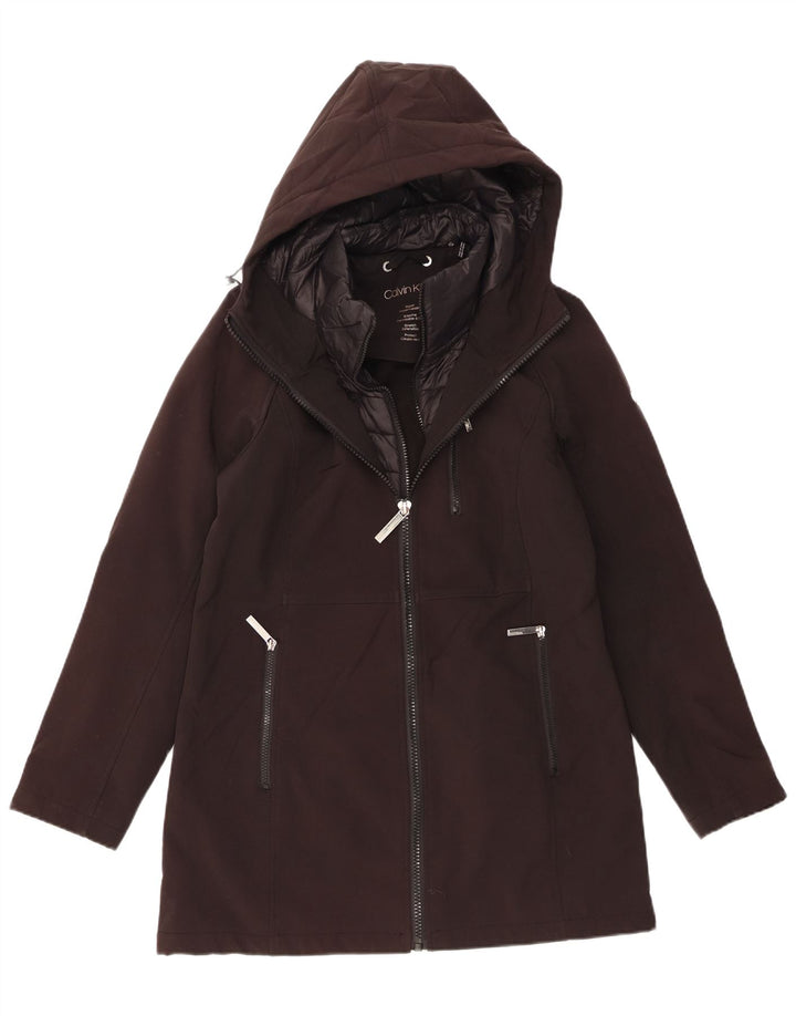 CALVIN KLEIN Womens Hooded Windbreaker Jacket UK 14 Medium Black Polyester