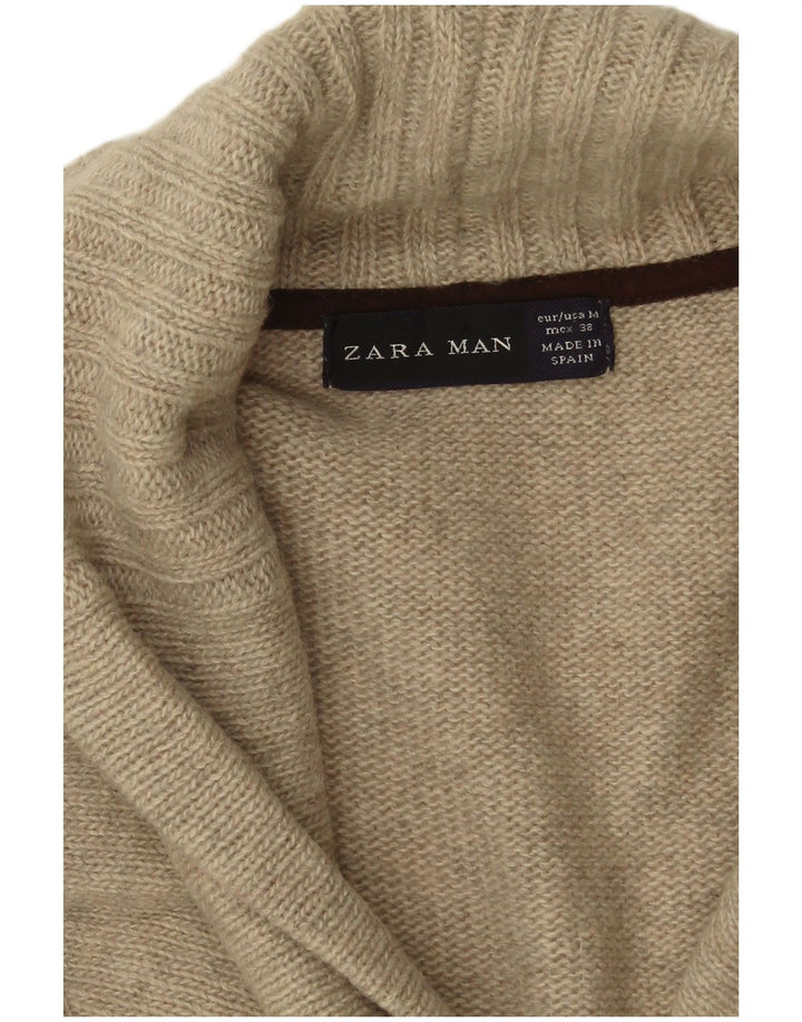 Zara Mens Cardigan Sweater Medium Grey Wool