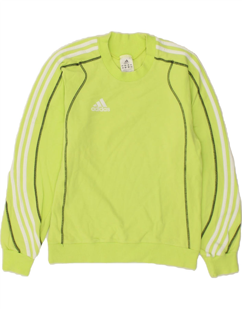 ADIDAS Mens Graphic Sweatshirt Jumper XS Green Striped Cotton | Vintage Adidas | Thrift | Second-Hand Adidas | Used Clothing | Messina Hembry 