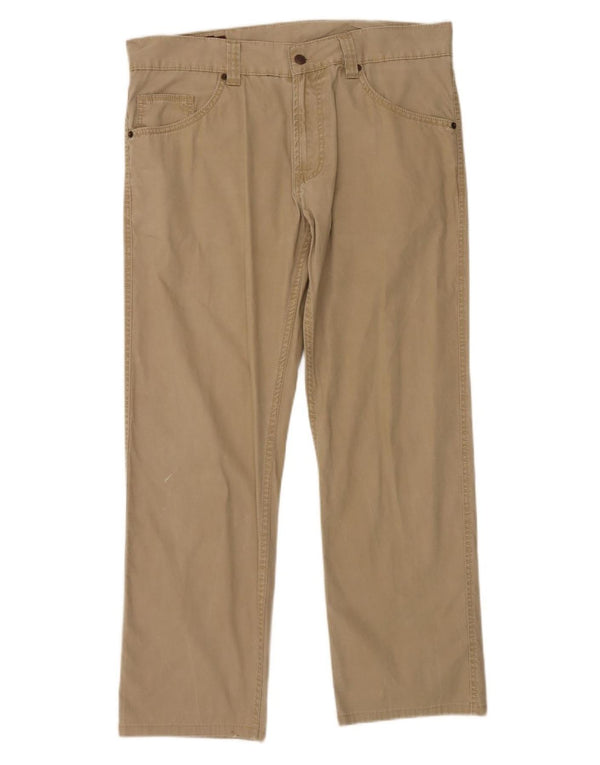Marlboro Classics Mens Straight Casual Trousers W36 L30 Beige Cotton