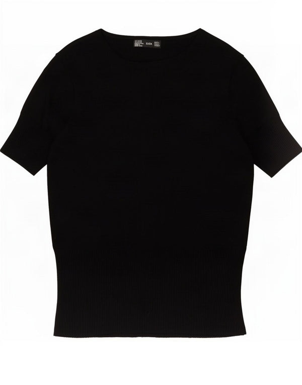 Zara Womens T-Shirt Top UK 14 Large Black Viscose