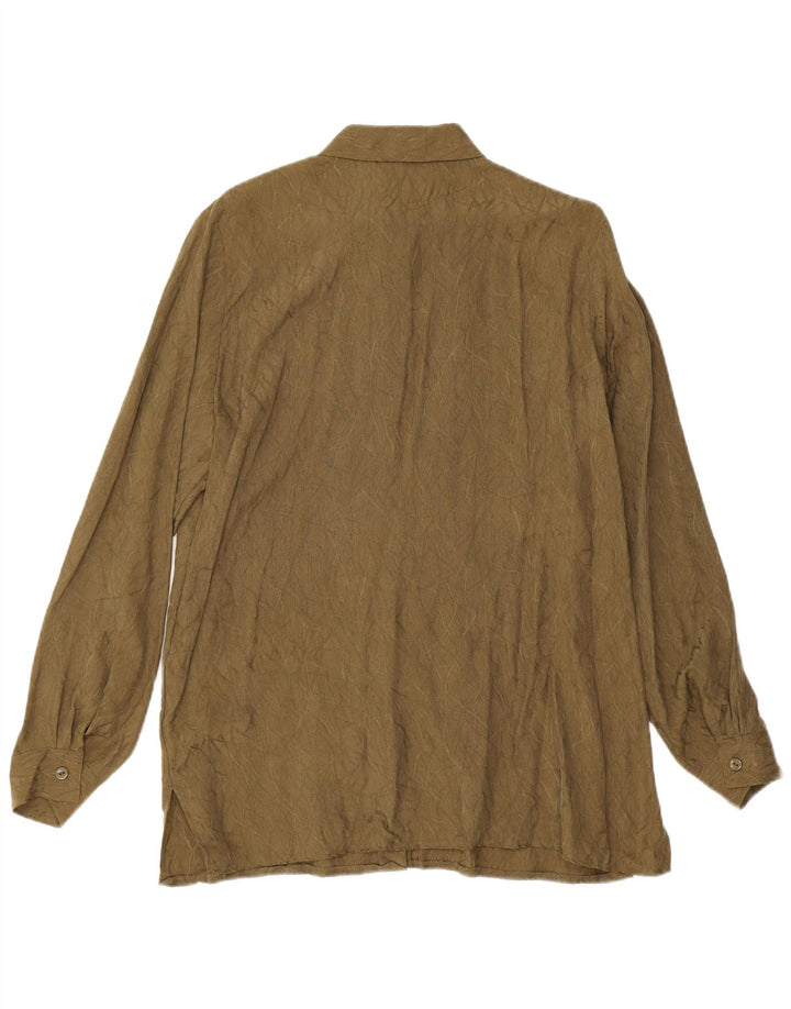 Leara Womens Abstract Pattern Shirt Blouse EU 42 Large Khaki Cupro