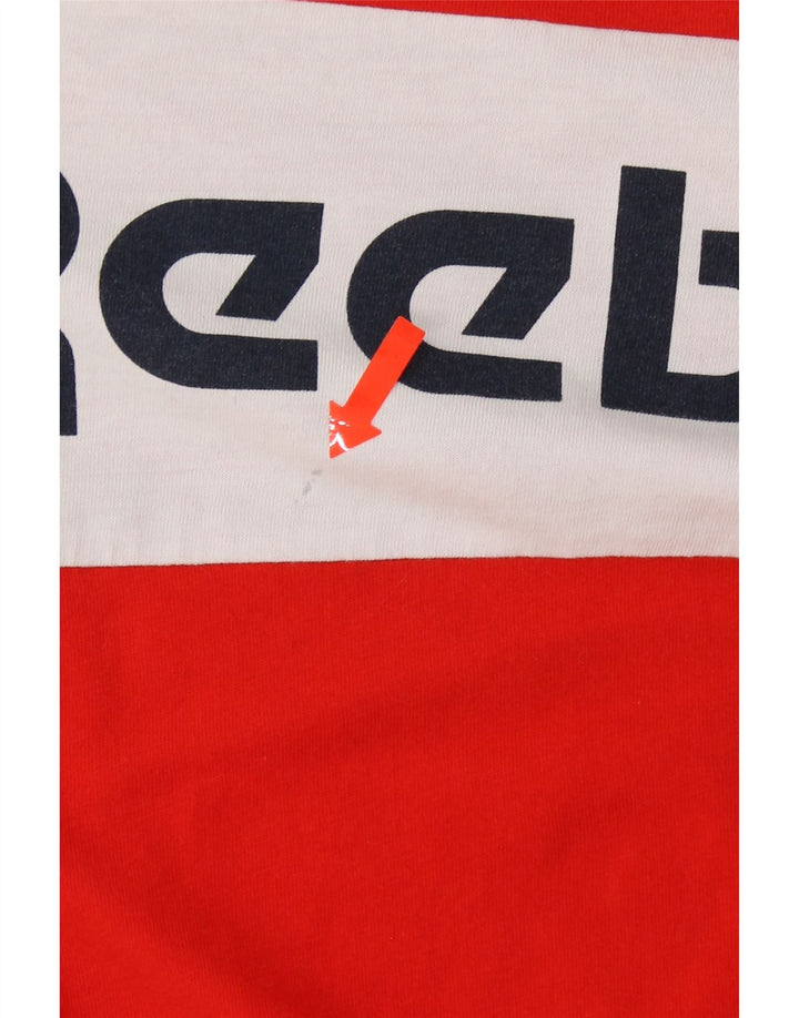 REEBOK Mens Graphic T-Shirt Top Large Red Colourblock Cotton Vintage Reebok and Second-Hand Reebok from Messina Hembry 