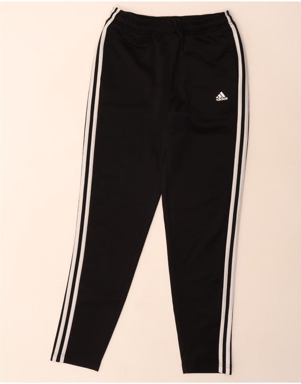 ADIDAS Boys Tracksuit Trousers 13-14 Years Black Polyester