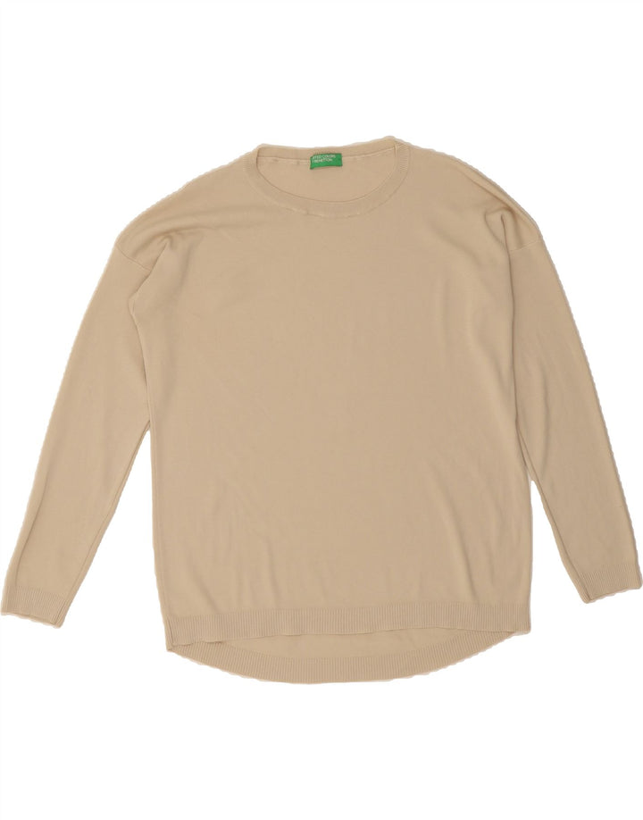 BENETTON Womens Crew Neck Jumper Sweater UK 16 Large Beige Vintage Benetton and Second-Hand Benetton from Messina Hembry 
