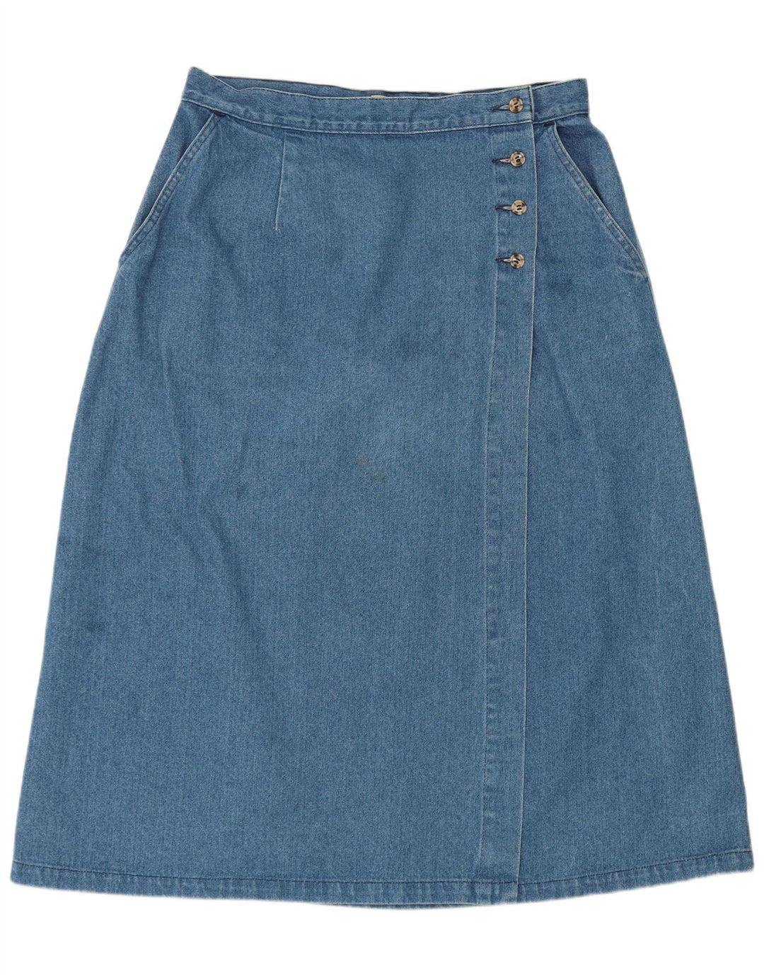 L.L.Bean Womens Denim Wrap Skirt W32 Large Blue Cotton
