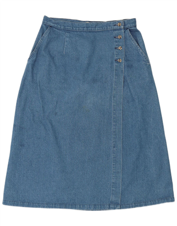 L.L.Bean Womens Denim Wrap Skirt W32 Large Blue Cotton