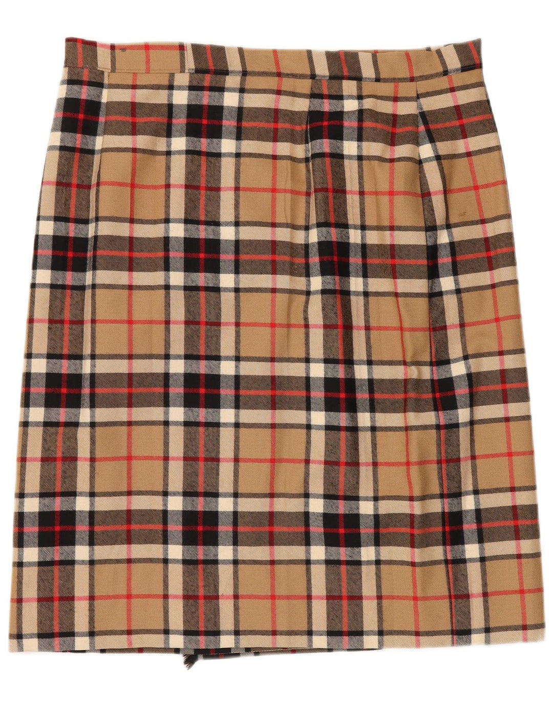VINTAGE Womens Wrap Skirt W38 XL  Beige Check