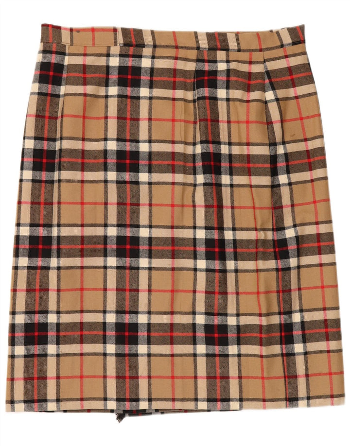 VINTAGE Womens Wrap Skirt W38 XL  Beige Check
