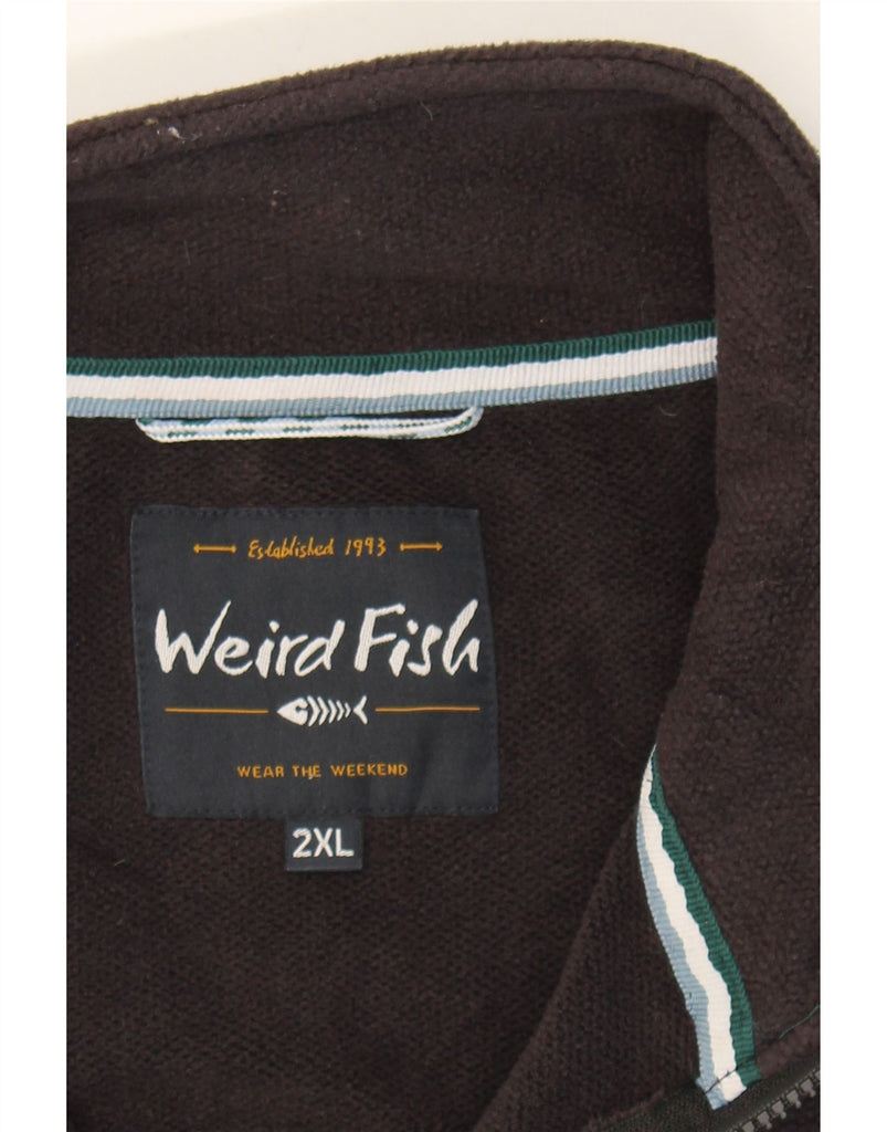 WEIRD FISH Mens Zip Neck Sweatshirt Jumper 2XL Black Polyester Vintage Weird Fish and Second-Hand Weird Fish from Messina Hembry 