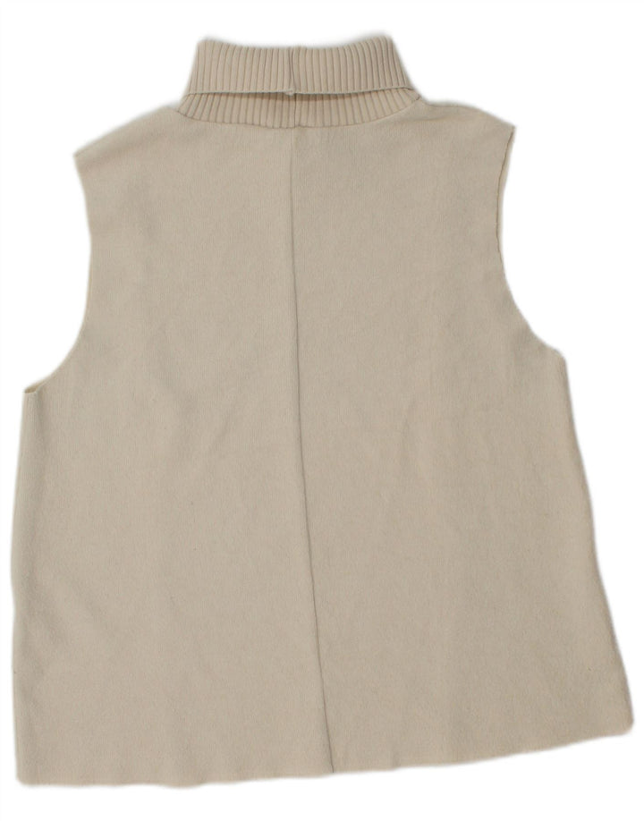 Zara Womens Roll Neck Vest Tank Top UK 14 Large Beige