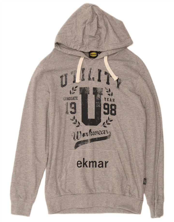 Diadora Mens Graphic Hoodie Jumper Medium Grey Cotton