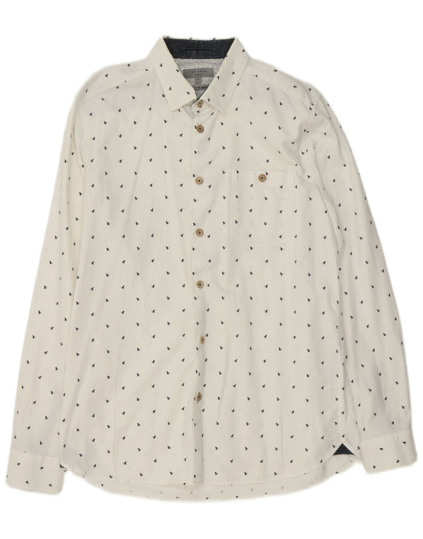 Ted Baker Mens Abstract Pattern Shirt Size 4 Large White Cotton