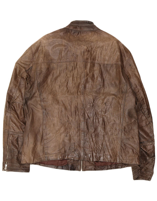 Vintage Mens Leather Jacket UK 40 Large Brown Leather