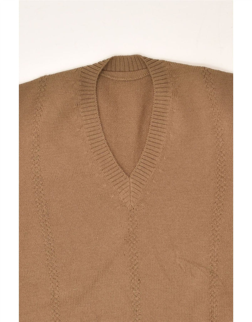 VINTAGE Mens V-Neck Jumper Sweater Small Brown | Vintage Vintage | Thrift | Second-Hand Vintage | Used Clothing | Messina Hembry 